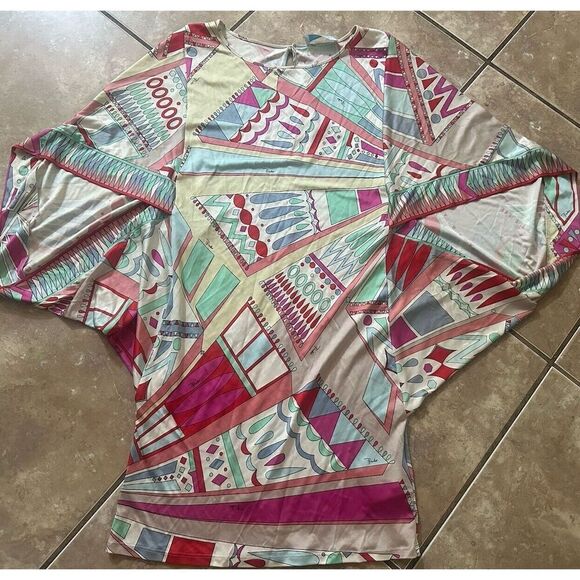 Emilio Pucci 40 Fits US M Silk Jersey Kimono Style Blouse Tunic - Picture 1 of 8